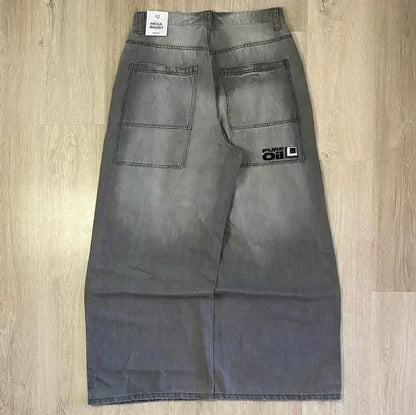 American Y2K Oversized Wide-Leg Jeans – Women’s Streetwear Loose Denim