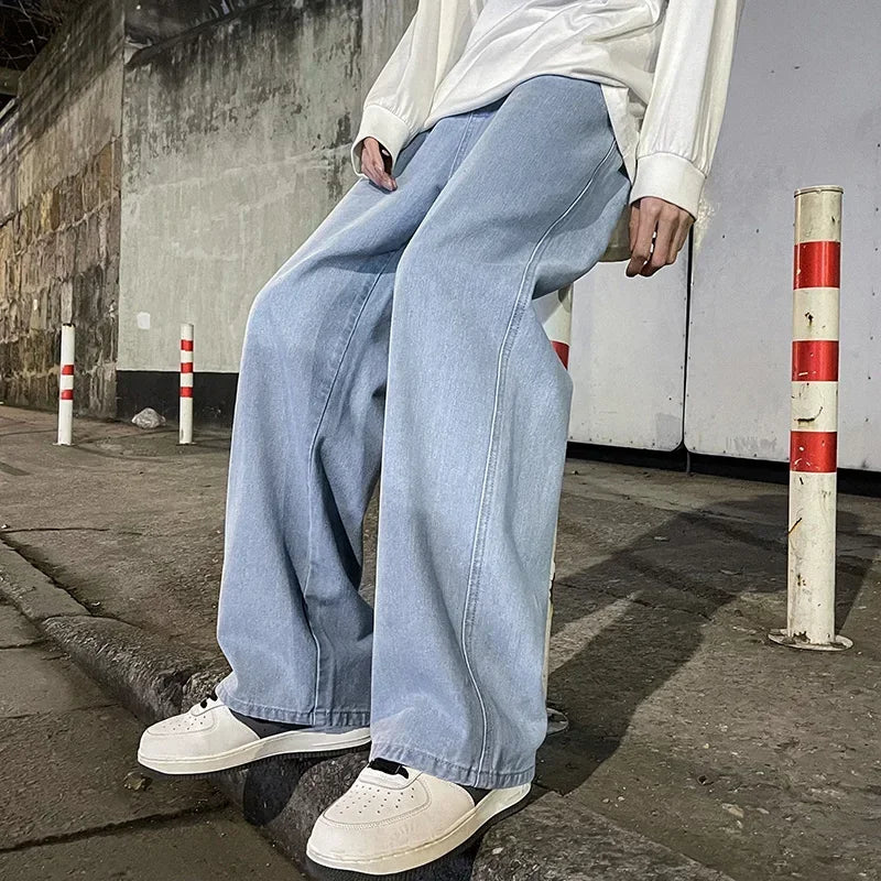 Loose Streetwear Jeans – Men’s Korean Style Wide-Leg Denim