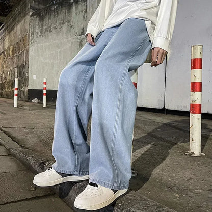 Loose Streetwear Jeans – Men’s Korean Style Wide-Leg Denim