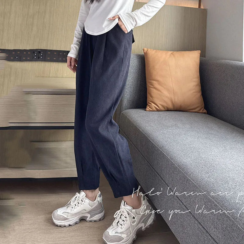 Thickened Warm Harem Pants for Women – Winter Loose Corduroy Trousers
