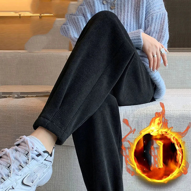 Thickened Warm Harem Pants for Women – Winter Loose Corduroy Trousers