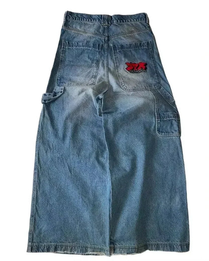 American Y2K Oversized Wide-Leg Jeans – Women’s Streetwear Loose Denim