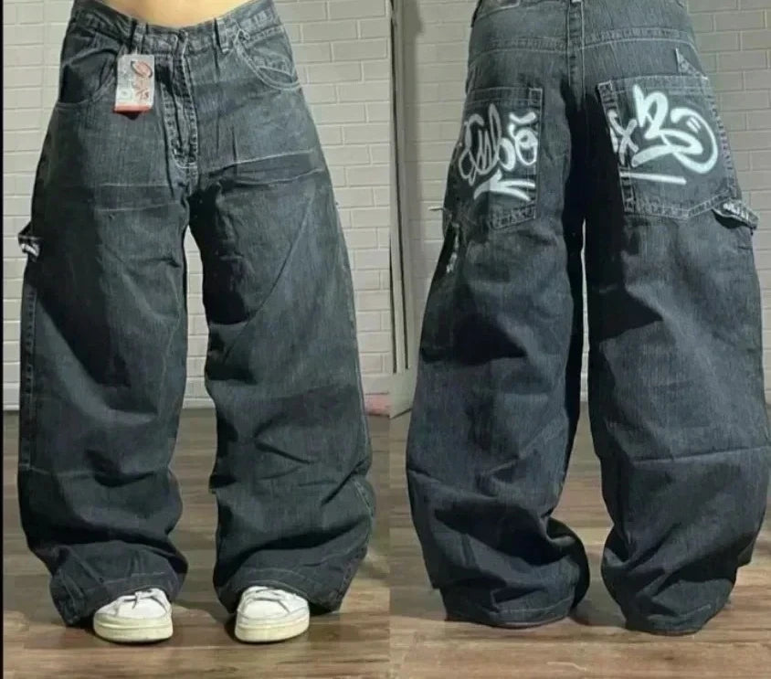 American Y2K Oversized Wide-Leg Jeans – Women’s Streetwear Loose Denim