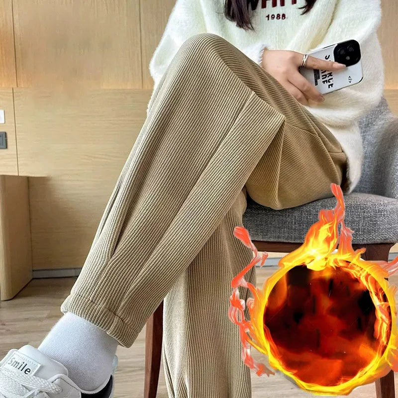 Thickened Warm Harem Pants for Women – Winter Loose Corduroy Trousers