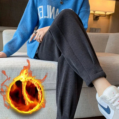 Thickened Warm Harem Pants for Women – Winter Loose Corduroy Trousers