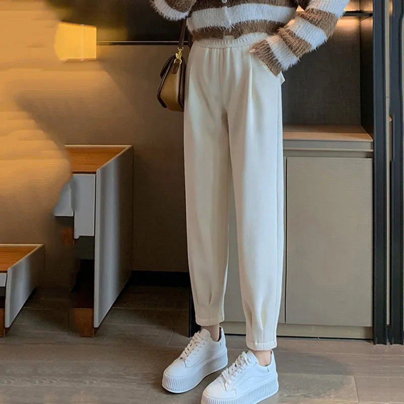 Thickened Warm Harem Pants for Women – Winter Loose Corduroy Trousers