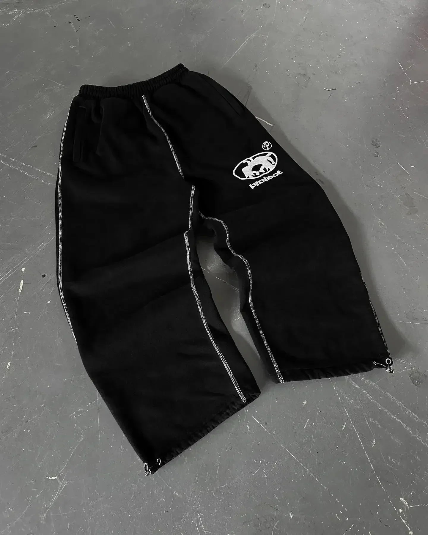 Y2K Retro Straight Track Pants – Zipper Embroidery Hip Hop Joggers