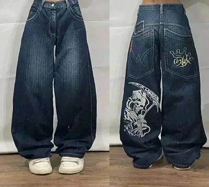 American Y2K Oversized Wide-Leg Jeans – Women’s Streetwear Loose Denim
