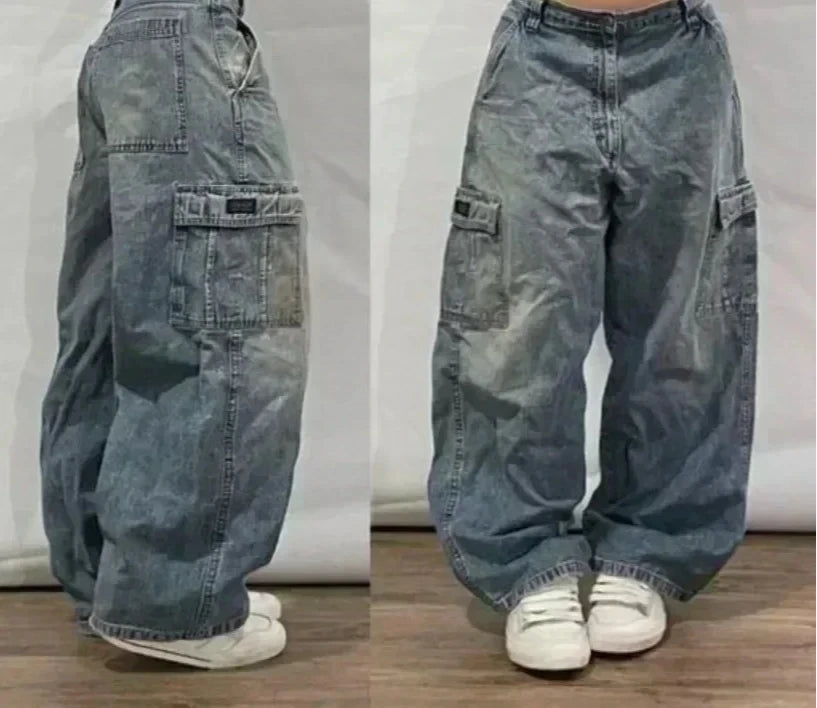 American Y2K Oversized Wide-Leg Jeans – Women’s Streetwear Loose Denim