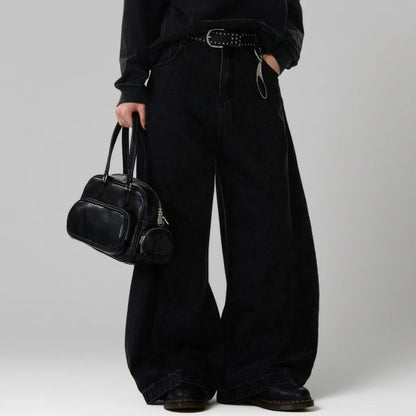 High Street Autumn Men’s Baggy Wide-Leg Curved Knife Denim Pants