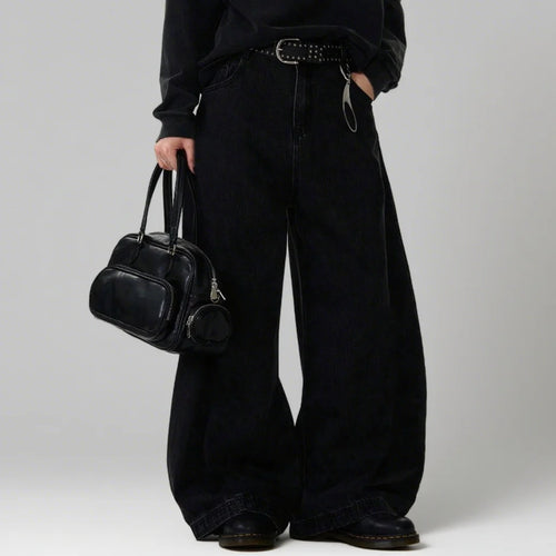 High Street Autumn Men’s Baggy Wide-Leg Curved Knife Denim Pants