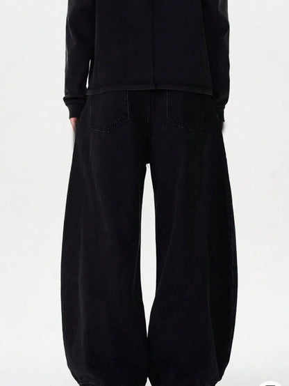 High Street Autumn Men’s Baggy Wide-Leg Curved Knife Denim Pants