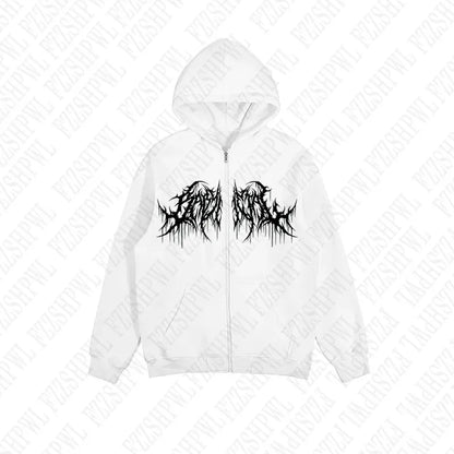 Y2K Graphic Print Hoodie – Men’s Gothic Hip Hop Long Sleeve Pullover
