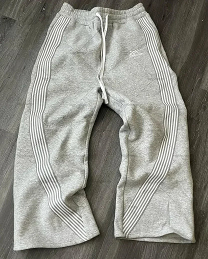 Y2K Embroidered Gray Camo Tactical Jogger Sweatpants