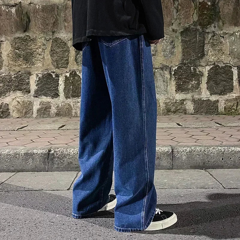 Loose Streetwear Jeans – Men’s Korean Style Wide-Leg Denim