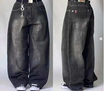 American Y2K Oversized Wide-Leg Jeans – Women’s Streetwear Loose Denim