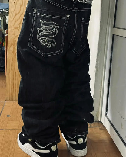 American Y2K Oversized Wide-Leg Jeans – Women’s Streetwear Loose Denim