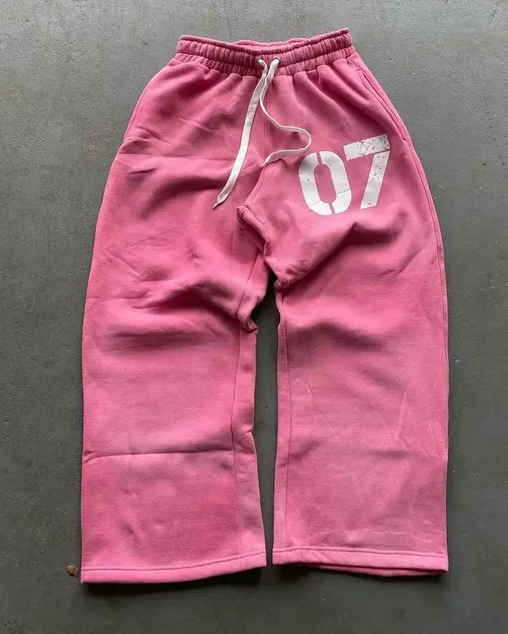 Y2K Retro Straight Track Pants – Zipper Embroidery Hip Hop Joggers