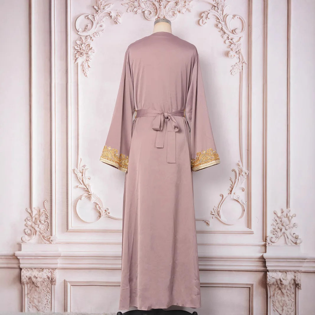 Women’s Beaded Kaftan Abaya – Eid/Ramadan Maxi Dress 2-Piece Outfit