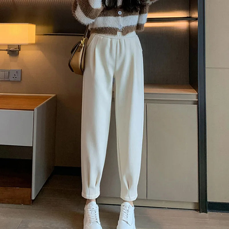 Thickened Warm Harem Pants for Women – Winter Loose Corduroy Trousers