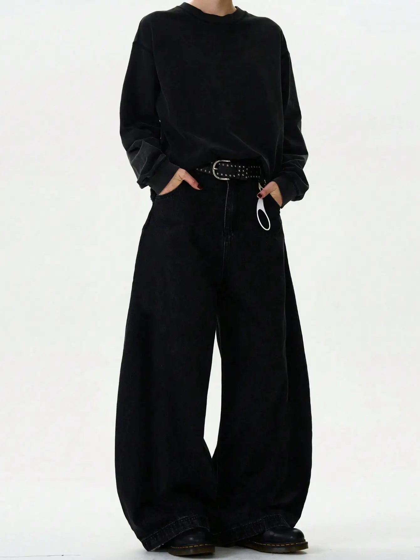 High Street Autumn Men’s Baggy Wide-Leg Curved Knife Denim Pants