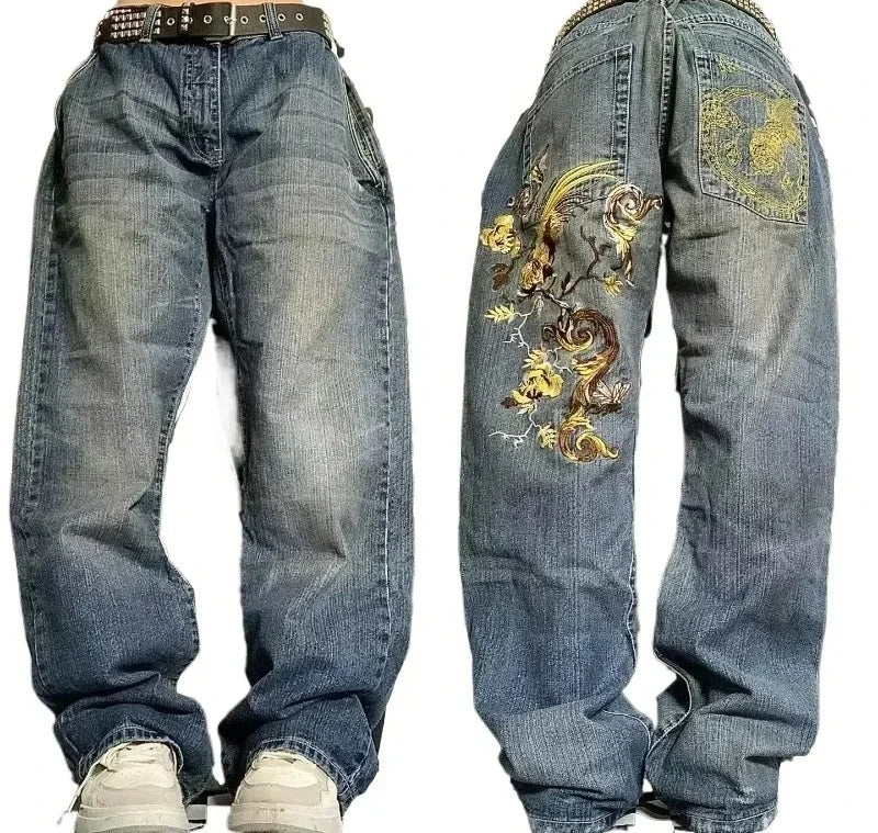American Y2K Oversized Wide-Leg Jeans – Women’s Streetwear Loose Denim