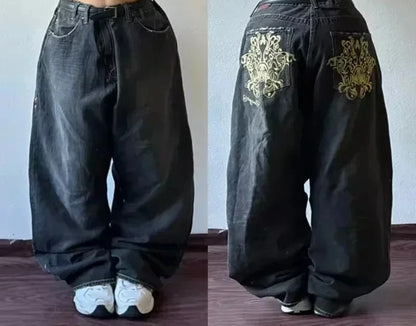American Y2K Oversized Wide-Leg Jeans – Women’s Streetwear Loose Denim